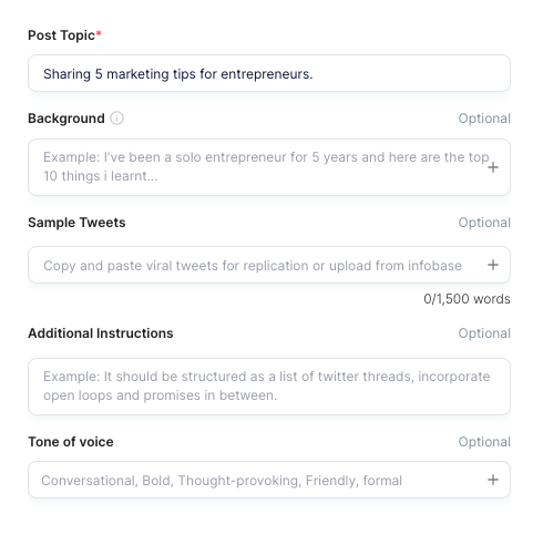Free Twitter(X) Post Generator: Make Your Tweets go viral with AI